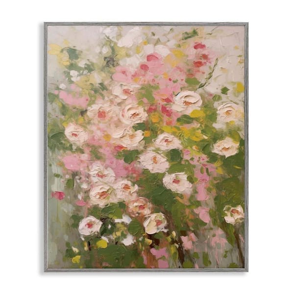 Stupell Industries Vintage Spring Floral Abstraction by LSR Design Studio Gray Framed Nature Giclee Art Print 20 in. x 16 in.