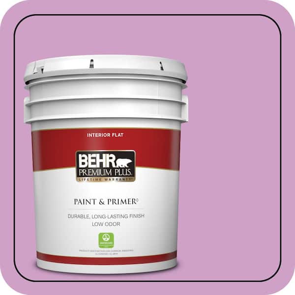 BEHR PREMIUM PLUS 5 gal. #670B-4 Geranium Bud Flat Low Odor Interior Paint & Primer