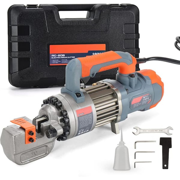 Electric Hydraulic Rebarcutter 3/4 1.5-2S Cutting Speed Portable Cut 4-20mm 6 Rebar 1050-Watt 120-Volt/60 hz Grey Orange
