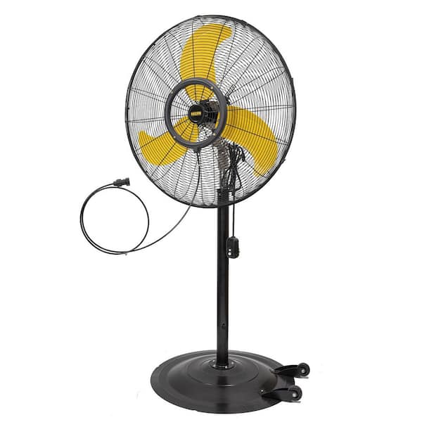 30 inch Misting Outdoor Oscillating Pedestal Fan, 9300 CFM with GFCI Plug, High Velocity Weatherproof Fan in Yellow