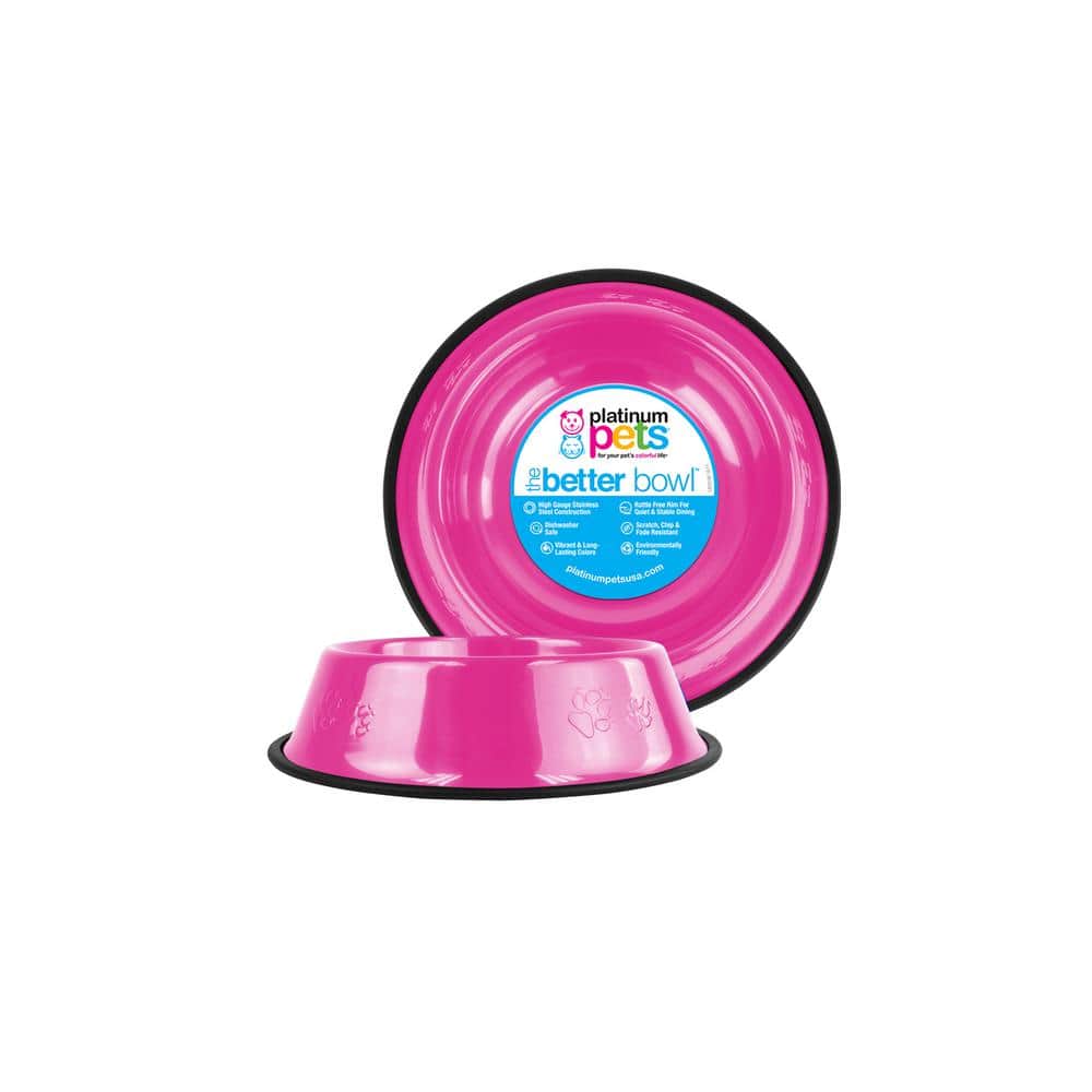 Platinum Pets Embossed NonTip Stainless Steel Cat/Dog Bowl, Bubble Gum