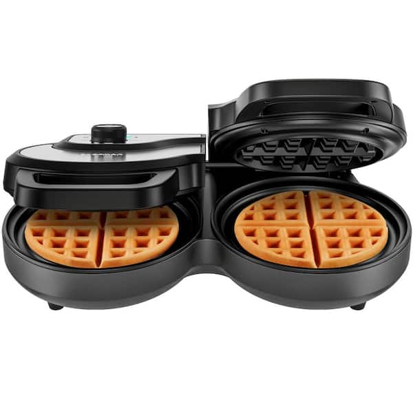Belgian Waffle Maker, 8 inch Flip Waffle Irons with Non-Stick Surfaces, 900W Waffle Makers with Temperature Control, 4 Slice, Black, ETL CER