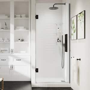 Tampa-Pro 24 11/16 in. W x 72 in. H Pivot Frameless Shower in Oil Rubbed Bronze with Shelves