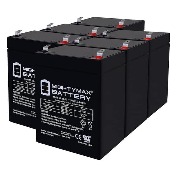 Mighty Max Battery 12-Volt 2.9AH F1 SLA Replacement Battery Compatible with Power Patrol SLA0077 - 6-Pack