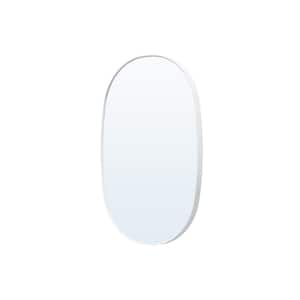 24 in. W x 36 in. H Oval Framed Wall Bathroom Vanity Mirror in White