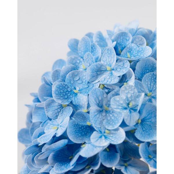 3-Piece 20 in. Blue Hydrangea Artificial Flowers Latex Real Touch