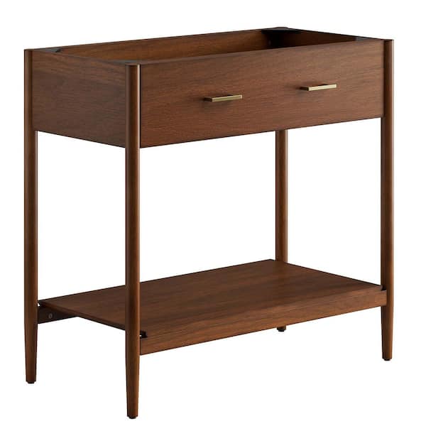 Zaire 36 in. Mid-Century Bath Vanity Cabinet without Top in Walnut-Sink Basin Not Included