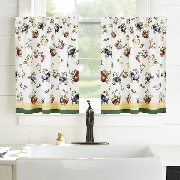 Elrene Villeroy and Boch Multicolor Cotton French Garden 30 in. W x 36 in. L Rod Pocket Indoor Tier Curtain (Two Panel Set)