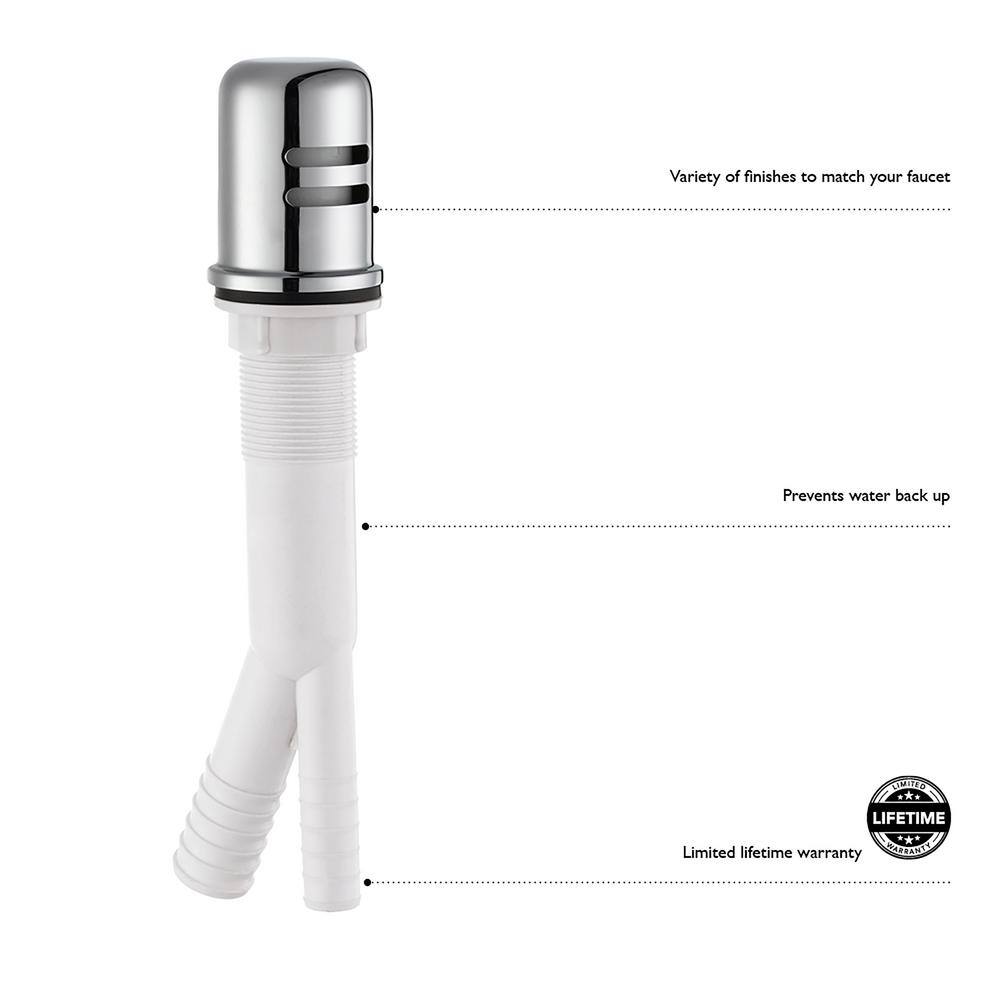 Polished Chrome Dishwasher Air Gap with Brass Cap