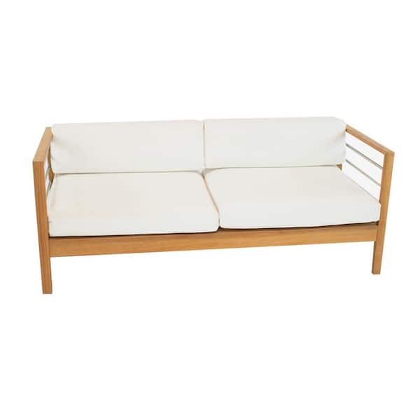 Hiteak Furniture Soho 3 Person Teak Outdoor Sofa With Sunbrella White Cushions Hlb1959c W The Home Depot Hiteak Furniture Soho 3 Person Teak, Soho Outdoor Furniture