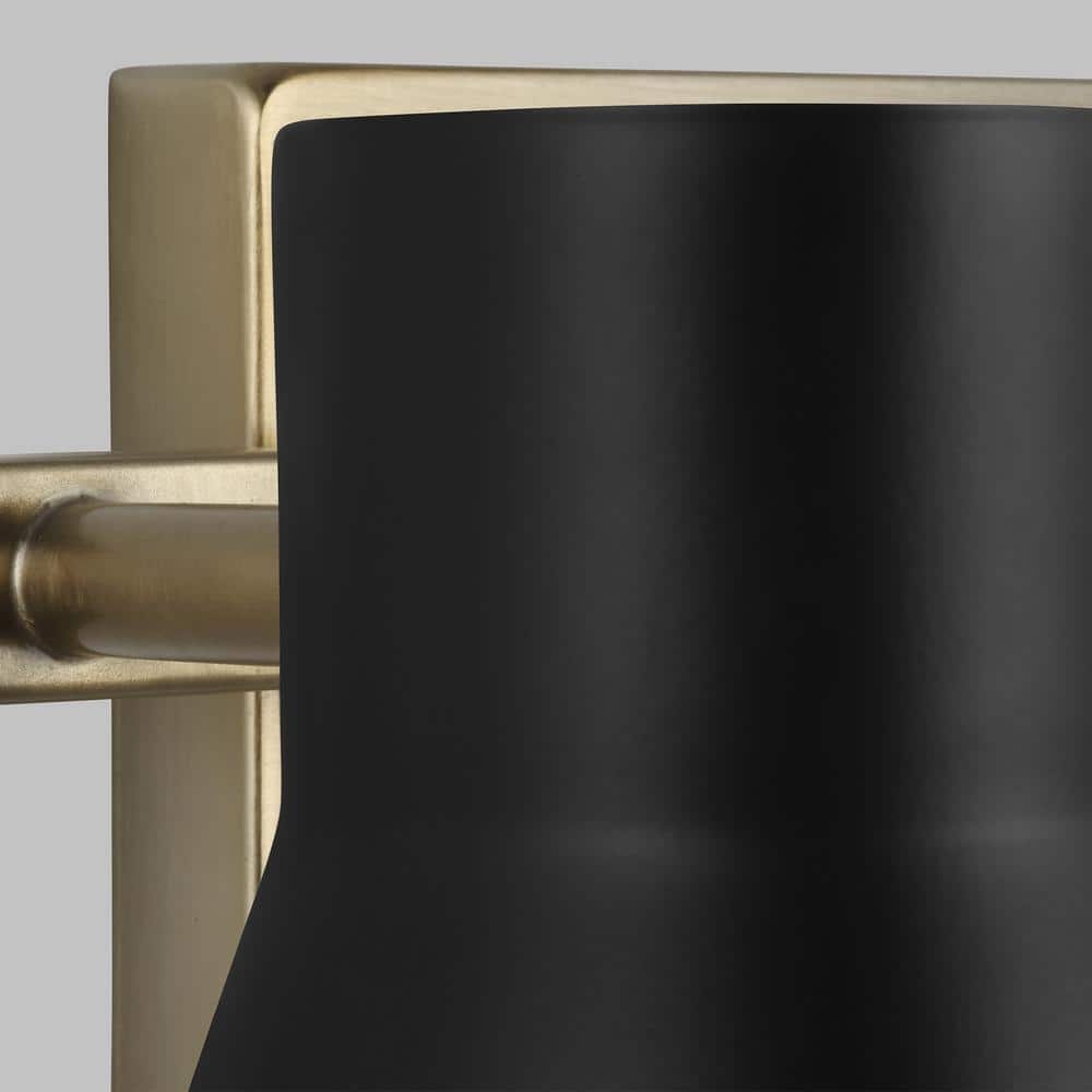Towner Satin Brass 2-Light Vanity with Black Steel Shades