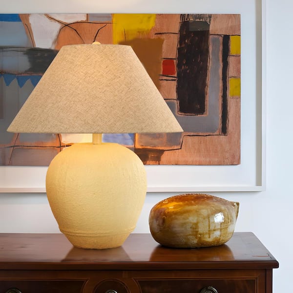 21.65 in. Goose Yellow Ceramic Base Table Lamp
