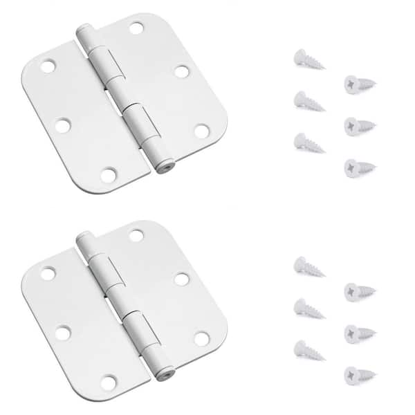 3-1/2 in. x 3-1/2 in. White Full Mortise Butt Hinge with Removable Pin (2-Pack)