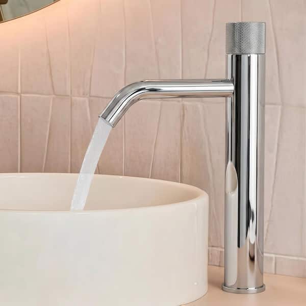 12 in. H 1-Handle Single-Hole Bathroom Sink Faucet for Vessel Sinks in Polished Chrome with Pop-Up Drain