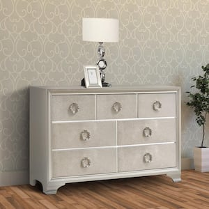 Silver 7-Drawer 58.5 in. Wide Dresser Without Mirror