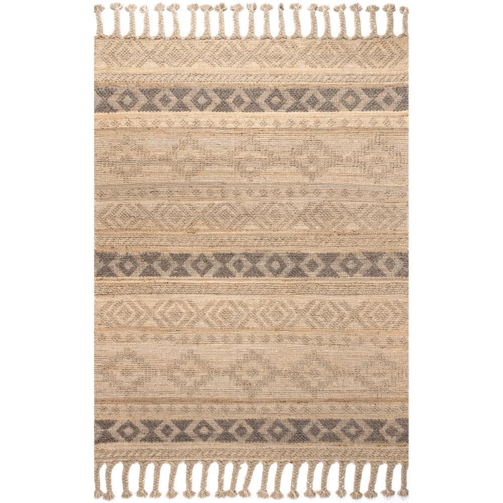 *DISCONTINUED* Sari Wool and Jute Textured Global Inspired Braided Tassel Area Rug Natural 8 ft. x 10 ft. Area Rug price history on PriceWatchPro