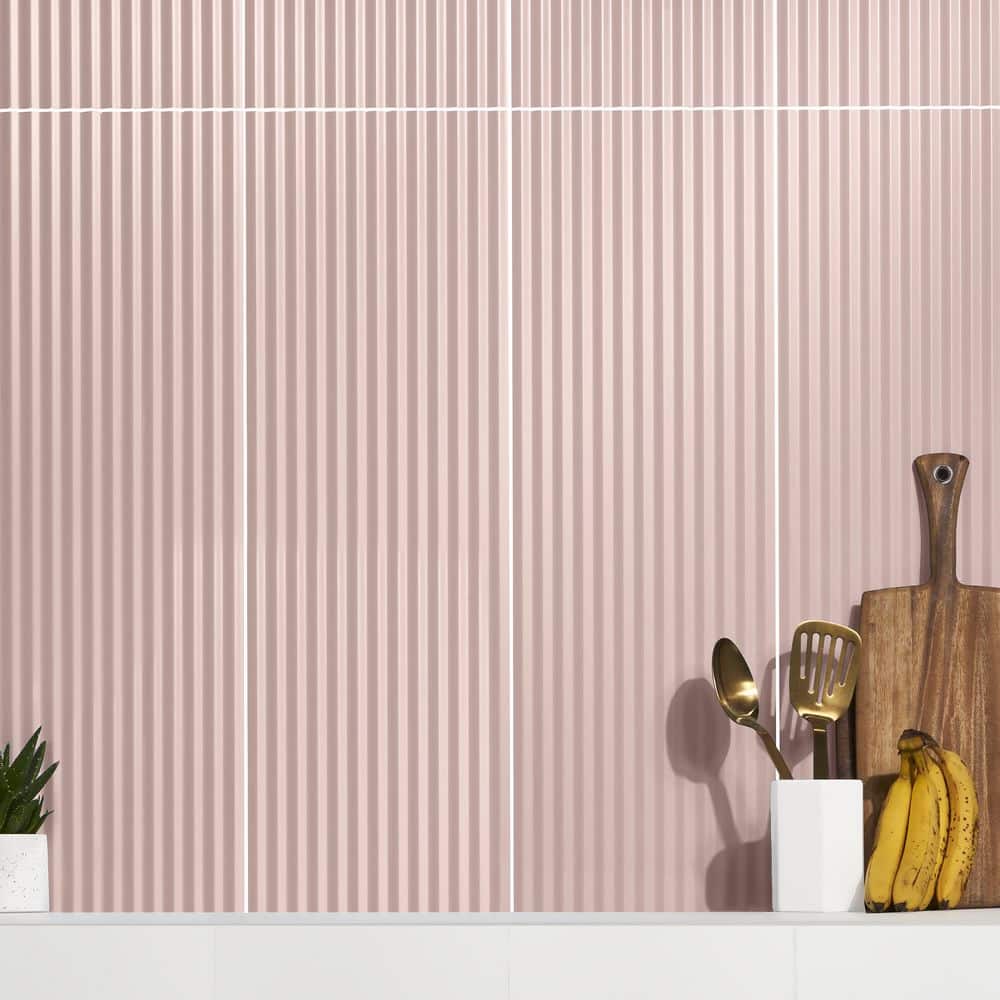 Blush Pink Matte Ceramic Rectangular Wall Tile