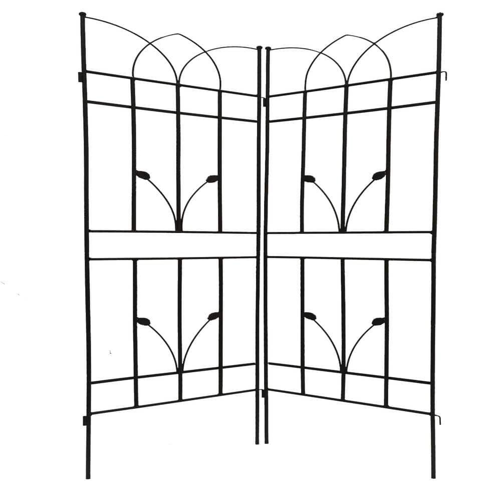 2-Pack Metal Garden Trellis 71 in. x 17.7 in. Rustproof Trellis for Climbing Plants Outdoor Flower Support Black