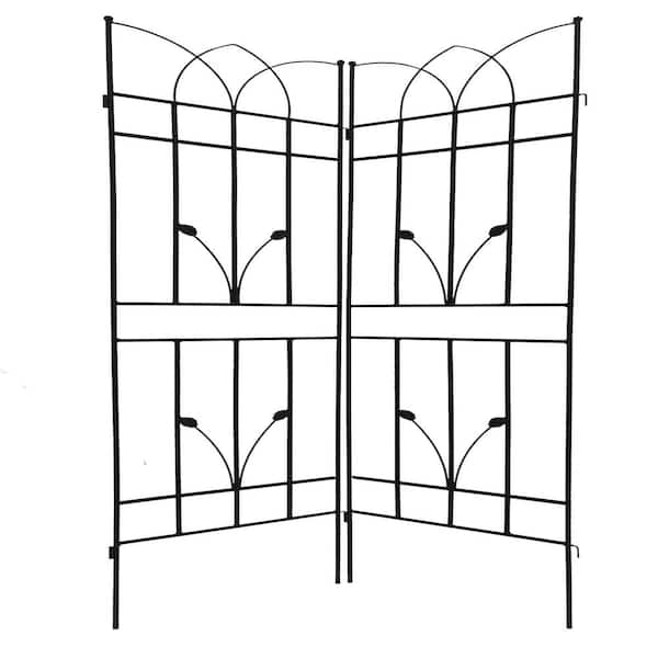 Siavonce 2-Pack Metal Garden Trellis 71 in. x 17.7 in. Rustproof Trellis for Climbing Plants Outdoor Flower Support Black