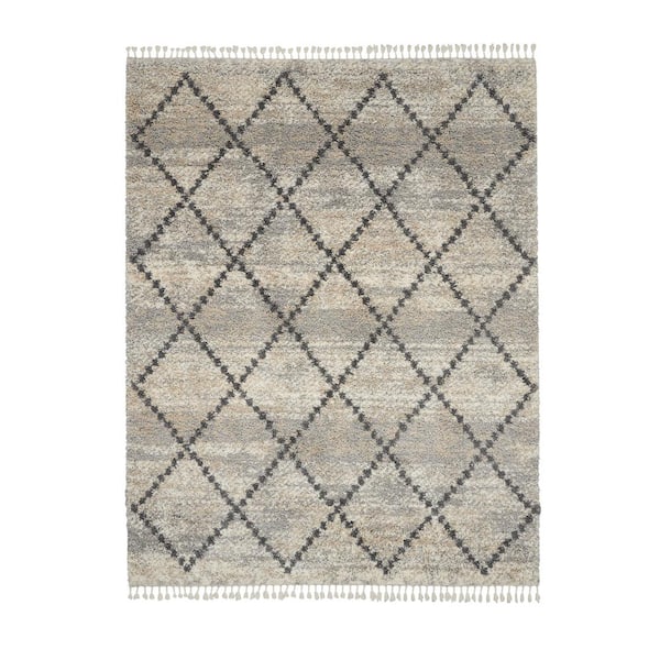 Nourison Scandinavian Shag Silver Grey 9 ft. x 12 ft. Contemporary Area Rug