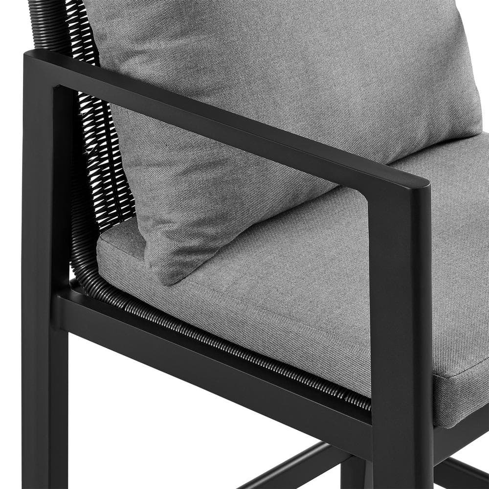 Grand Black Aluminum and Wicker 5-Piece Outdoor Bar Set