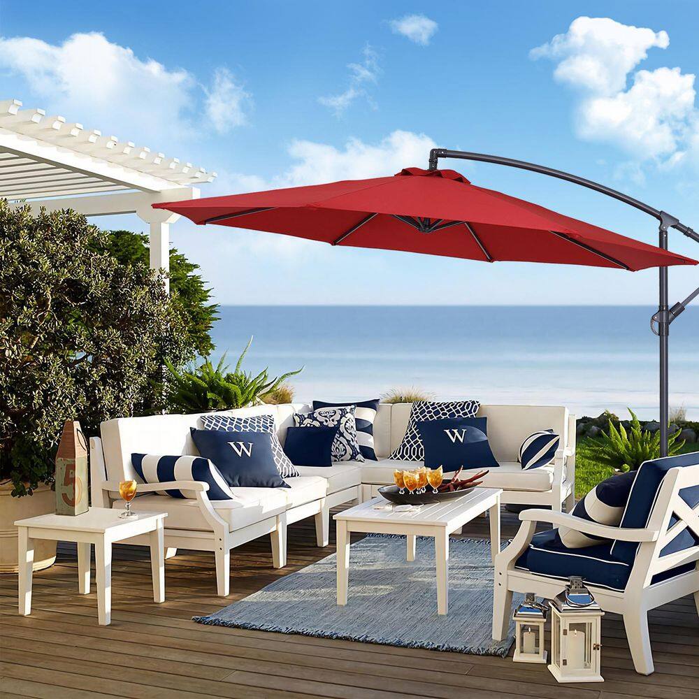 10 ft. Round Outdoor Patio Cantilever Offset Umbrellas in Red price history on PriceWatchPro