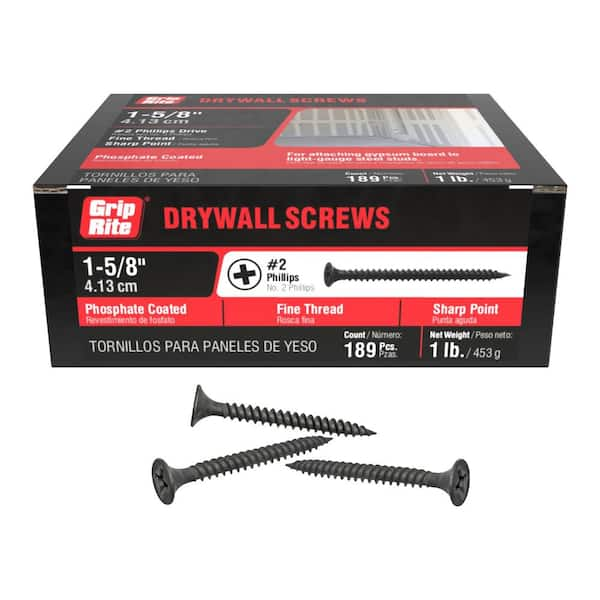 #6 x 1-5/8 in. #2 Phillips Bugle Head Fine Thread Drywall Screws 1 lb. Box