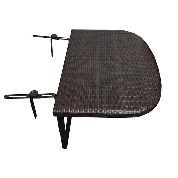 Oakland Living Brown Round Steel Wicker Deck Height Outdoor Side Table