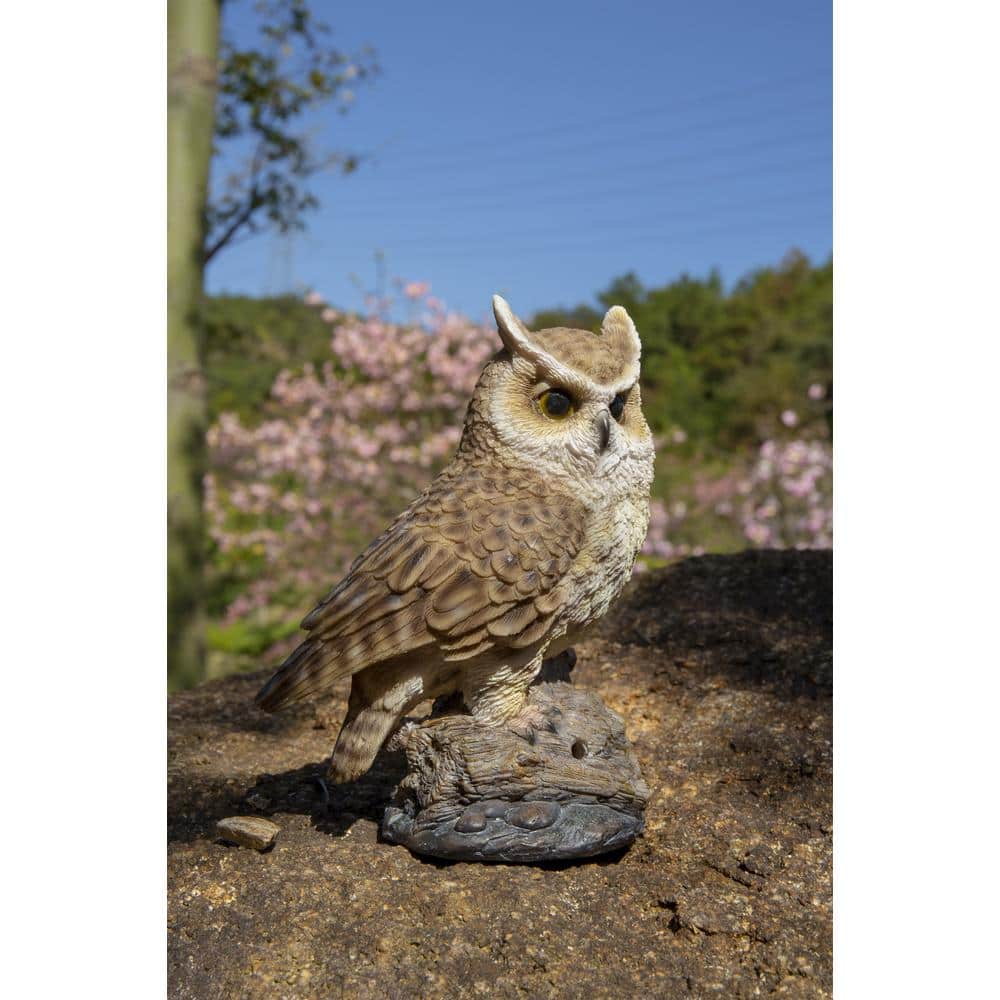 Motion Activated Singing Brown Polyresin Owlet Garden Statue