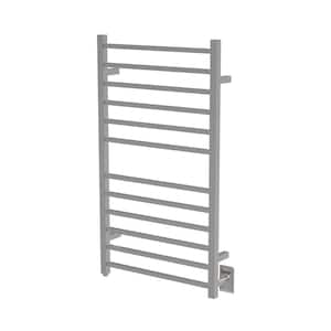 Radiant Square Large 12-Bar Hardwired Electric Towel Warmer in Brushed Stainless Steel