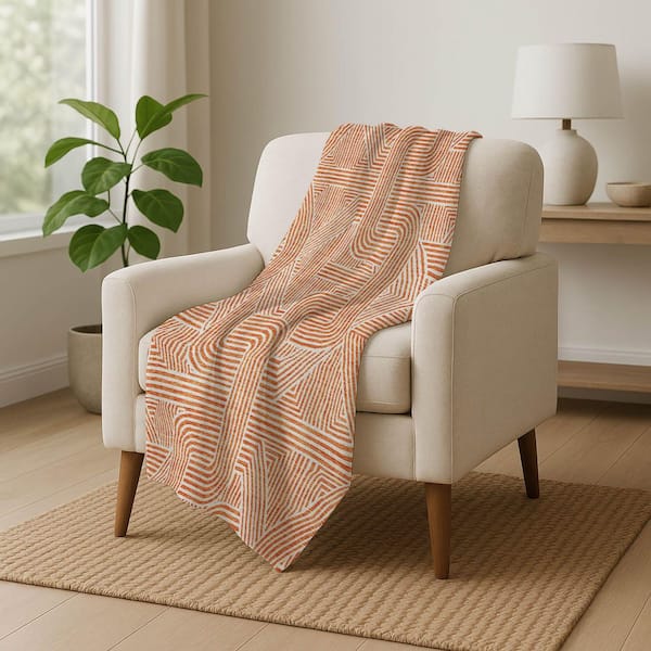 Premium Machine Washable ASB917 Orange 50 in. x 70 in. Sherpa Throw Blanket