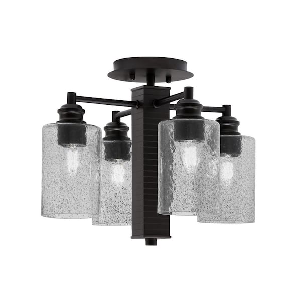 Unbranded Albany 15.5 in. 4-Light Espresso Semi-Flush with Smoke Bubble Glass Shades