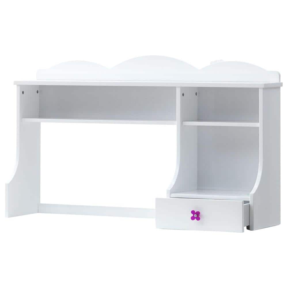 Meyer White Wood Desk Hutch with Storage Drawer