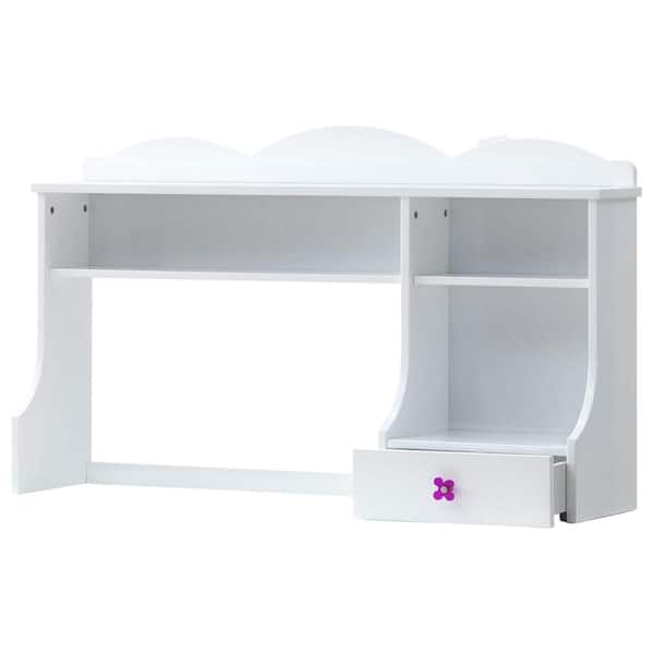 Acme Furniture Meyer 1-Piece White Makeup Vanity with Open Compartment and Drawer