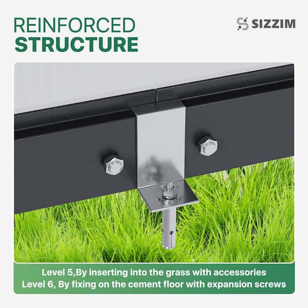 Sizzim 8 ft. W x 12 ft. D x 7 ft. H Outdoor Greenhouse