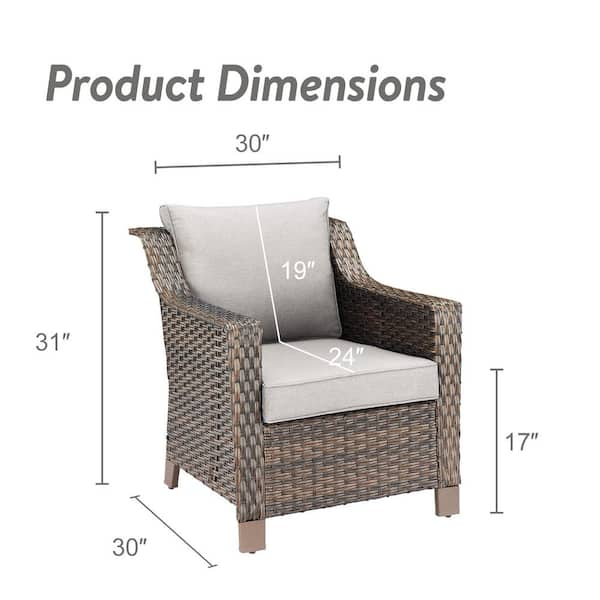 Gymojoy Brentwood Brown Wicker Outdoor Chair with Beige Cushions 2 Pack SS009 1