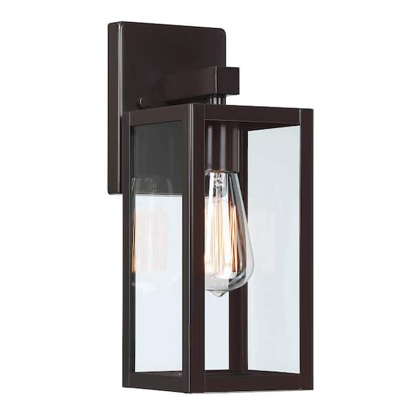 Hukoro Martin 13.5 in. 1-Light Bronze Hardwired Outdoor Wall Lantern Sconce with No Bulbs Included