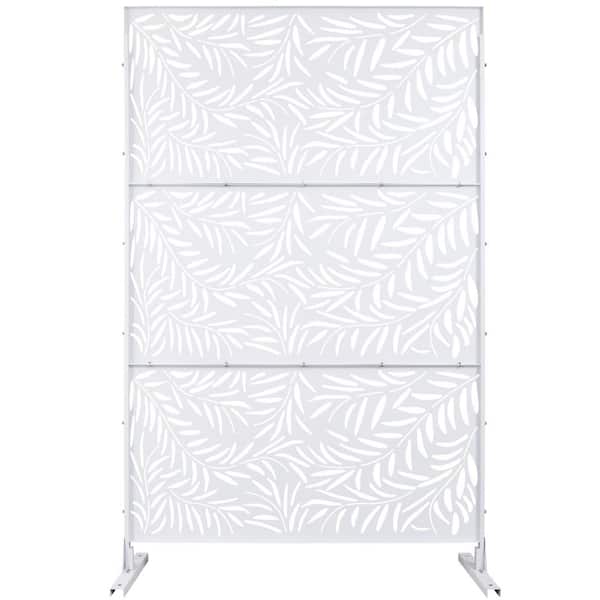 Tidoin 6.3 ft. x 4 ft. White Steel Freestanding Flat Flat Top Decorative Privacy Screen Metal Fence Panel