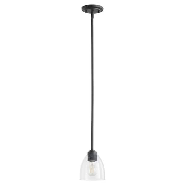 quorum Reyes 1-Light Textured Black Clear Seeded Pendant