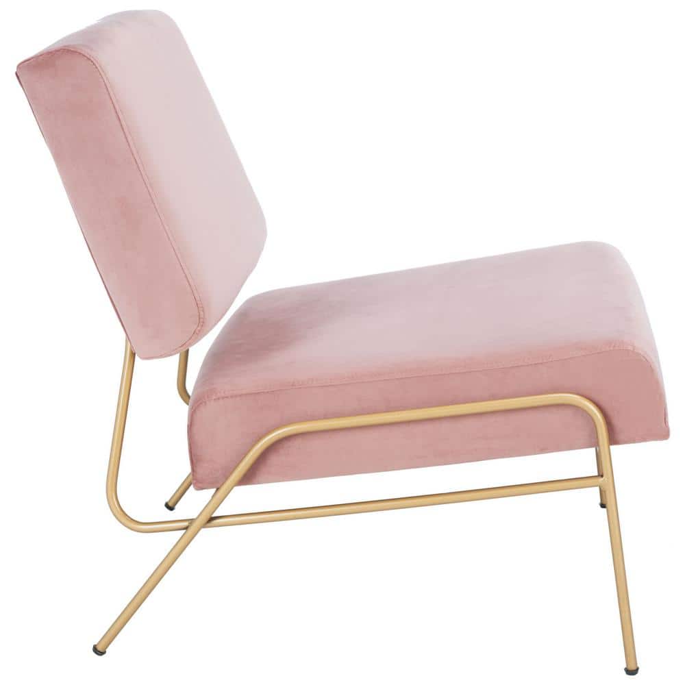 Dusty Rose Velvet and Gold Modern Accent Chair
