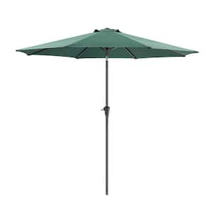 9 ft. Metal Market Beach Umbrella Outdoor Patio Umbrella in Dark Green