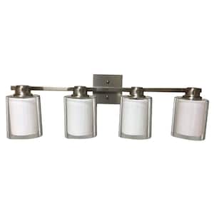 5.5 in. 4-Light Brushed Nickel Vanity Light with Frosted Glass Shade