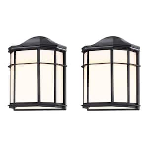 7.76 in. Set of 2 Black Outdoor Wall Sconces Lights with Acrylic Frosted Shade, Hardwired Wall Lantern Scone No Bulbs