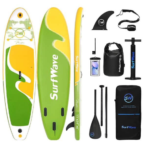 Tenleaf 132 in. x 34 in x 6 in Anti-slip Inflatable Stand Up Paddle Board With Accessories Light Green