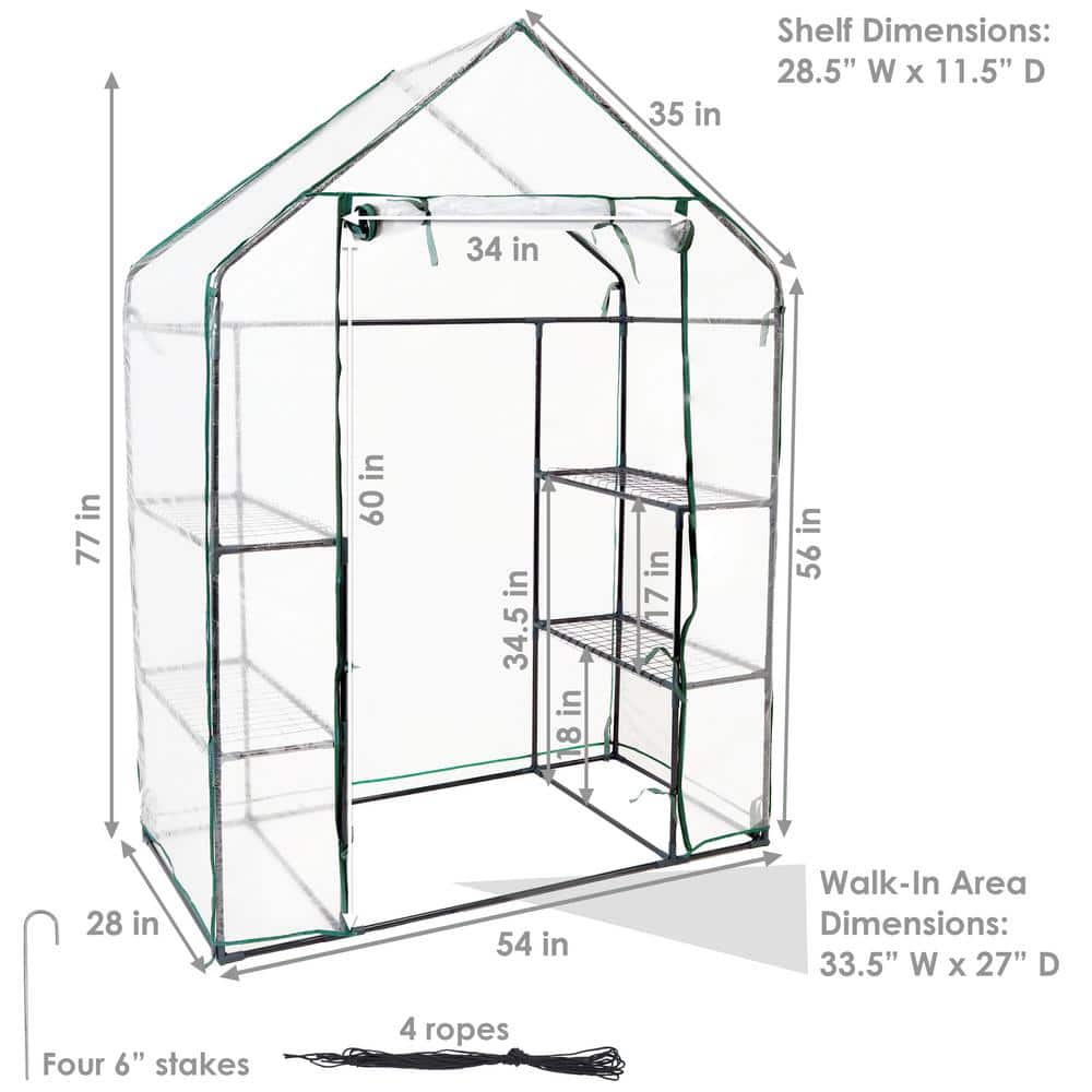Clear PVC Outdoor Walk-In Greenhouse with 4 Shelves