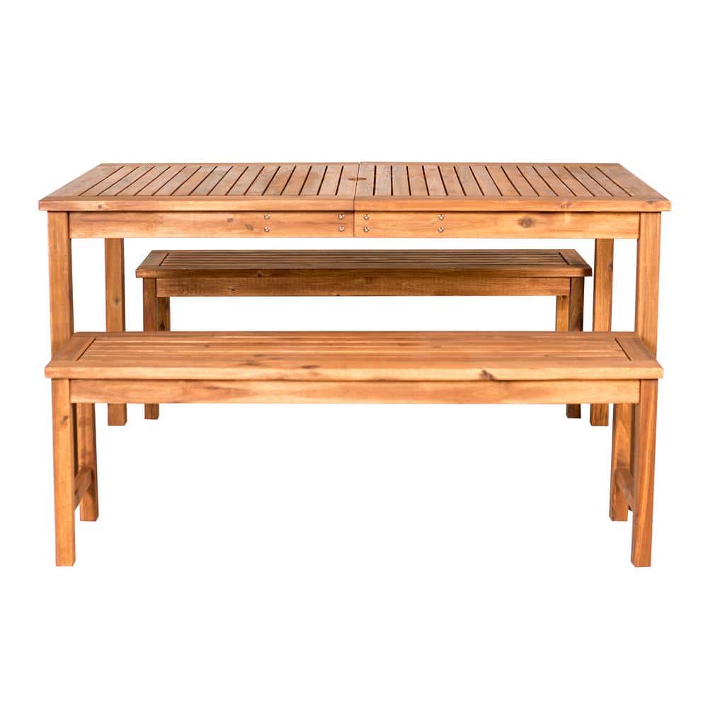 Brown Curved Acacia Wood Patio Dining Set for 4