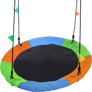 Round 24 in. Disc Swing for Kids Multi-Colored Trampoline Net Swing with Hardware