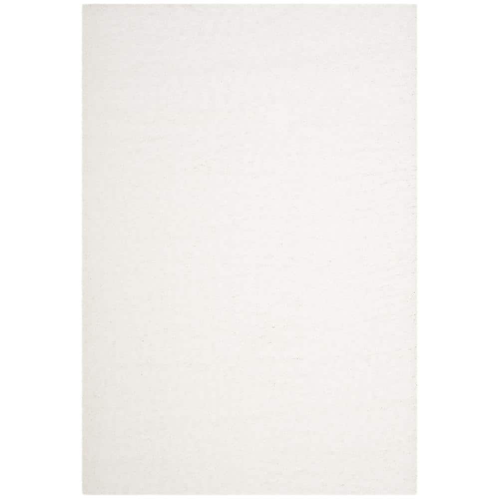 Ivory Bliss Hand-Knotted Shag Area Rug, 4' x 6', Easy Care Viscose