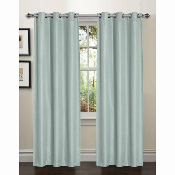 Bella Luna Semi-Opaque Galaxy 84 in. L Room Darkening Textured Grommet Curtain Panel Pair, Aqua (Set of 2)