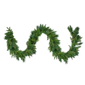 9 in. x 14 in. Pre-Lit Mixed Colorado Pine Artificial Christmas Garland, Clear Lights